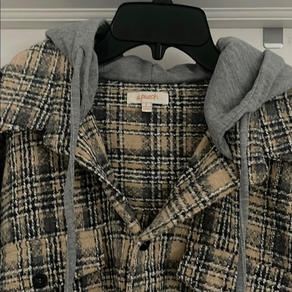 Plaid Hooded Flannel Shacket - Picture 2 of 4
